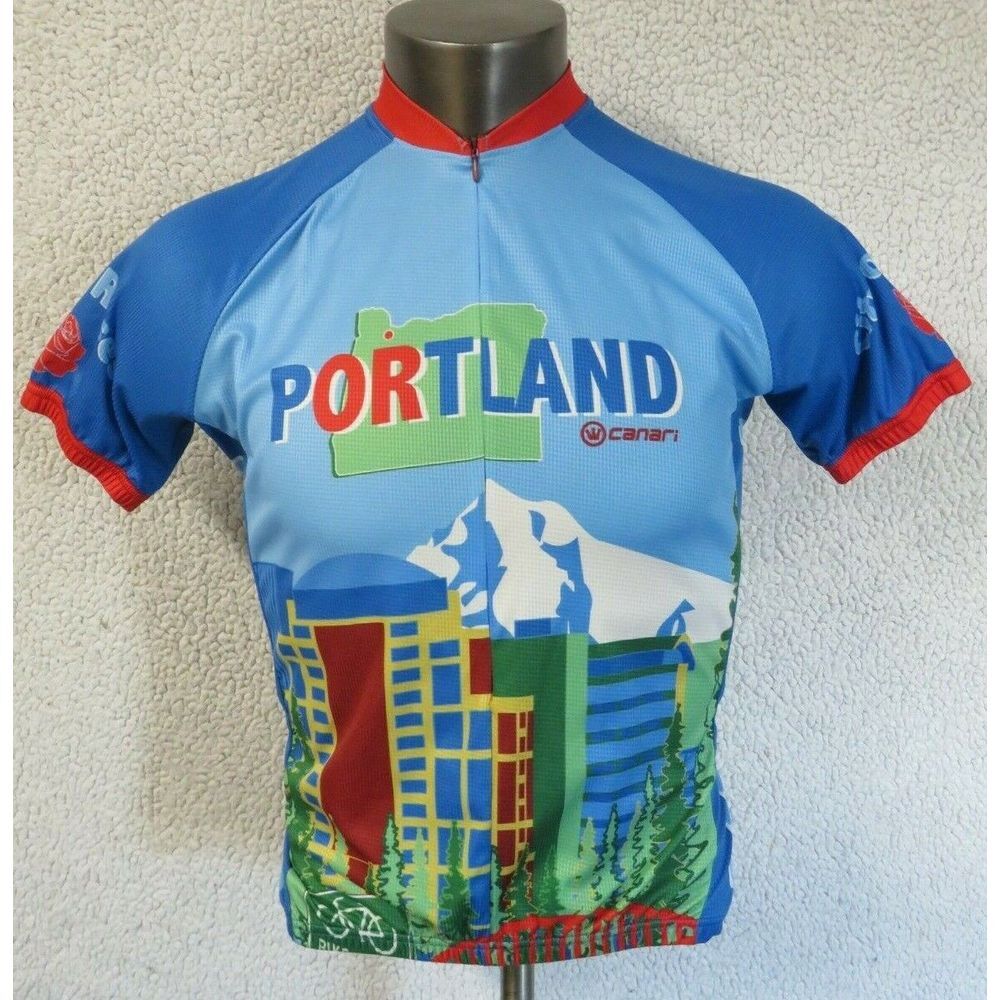 Canari Portland City Of Roses Cycling Back Pocket Shirt Short Sleeve Jersey S